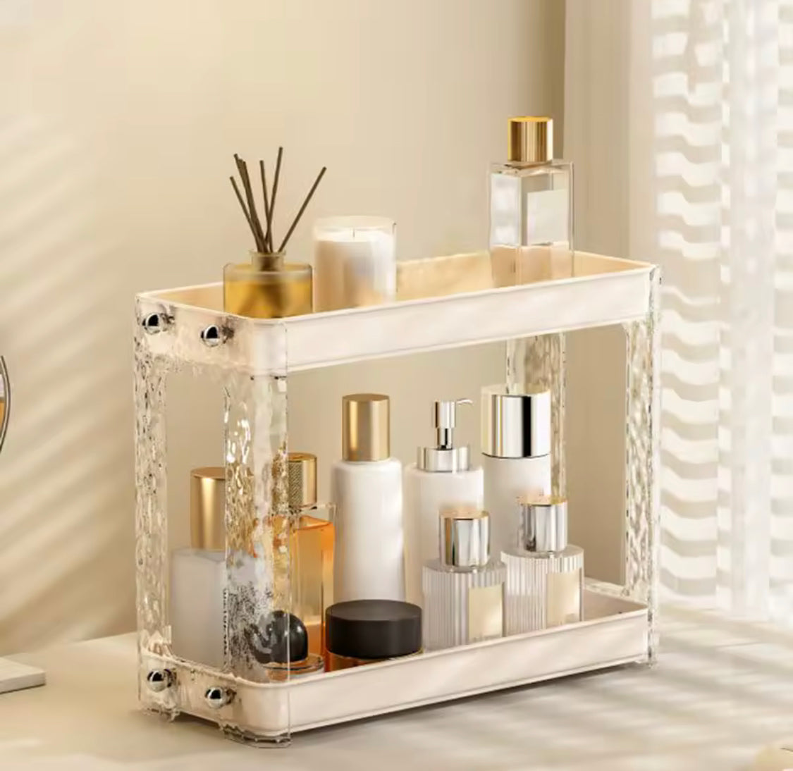 2 Layers Bathroom Organizer Rack, Kitchen Organising Spice Shelf Rack, Double Layer Elevated Storage Rack 2 Layers Bathroom Organizer Rack, Kitchen Organising Spice Shelf Rack, Double Layer Elevated Storage Rack